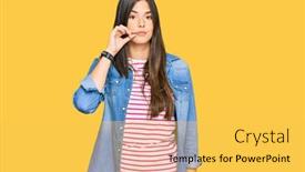 Presentation with lips mouth - Beautiful slides featuring young-brunette-woman-wearing-casual backdrop and a yellow colored foreground