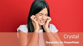  Presentation with deaf - Beautiful slide deck featuring young-brunette-woman-wearing-casual backdrop and a coral colored foreground