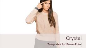  Presentation with acne - Colorful presentation theme enhanced with young-brunette-woman-wearing-casual backdrop and a sky blue colored foreground