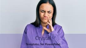  Presentation with illness - PPT theme with young-brunette-woman-wearing-casual background and a light blue colored foreground