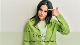  Presentation with acne woman - Beautiful slide deck featuring young-brunette-woman-wearing-casual backdrop and a mint green colored foreground