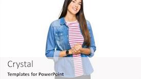  Presentation with optimistic - Beautiful slide deck featuring young-brunette-woman-wearing-casual backdrop and a white colored foreground