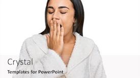  Presentation with sleepiness - Colorful slides enhanced with young-brunette-woman-wearing-casual backdrop and a light gray colored foreground