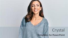  Presentation with cool - Beautiful presentation theme featuring young-brunette-woman-wearing-casual backdrop and a light blue colored foreground