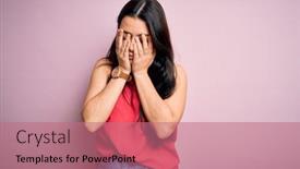  Presentation with vision - Cool new slides with young-brunette-woman-wearing-casual backdrop and a coral colored foreground