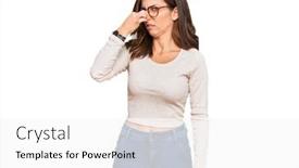  Presentation with breath - Audience pleasing slide deck consisting of young-brunette-woman-wearing-casual backdrop and a white colored foreground