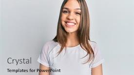  Presentation with casual young people - Colorful presentation enhanced with young-brunette-woman-wearing-casual backdrop and a light gray colored foreground