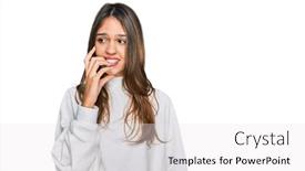  Presentation with nails - Beautiful PPT theme featuring young-brunette-woman-wearing-casual backdrop and a white colored foreground