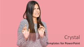  Presentation with winter - Colorful presentation theme enhanced with young-brunette-woman-wearing-casual backdrop and a coral colored foreground