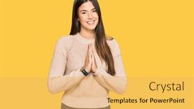  Presentation with forgiveness - Beautiful slide set featuring young-brunette-woman-wearing-casual backdrop and a yellow colored foreground