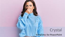  Presentation with breath - Beautiful PPT theme featuring young-brunette-woman-wearing-casual backdrop and a light blue colored foreground