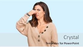  Presentation with bad breath - Amazing presentation design having young-brunette-woman-wearing-casual backdrop and a lemonade colored foreground