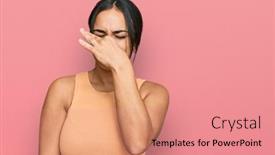  Presentation with breath - Cool new slides with young-brunette-woman-wearing-casual backdrop and a coral colored foreground