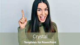  Presentation with casual young people - Slide deck enhanced with young-brunette-woman-wearing-casual background and a gray colored foreground