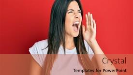  Presentation with tshirt - PPT layouts having young-brunette-woman-wearing-casual background and a coral colored foreground
