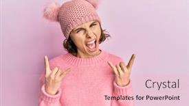  Presentation with rock star - Slide set consisting of young-brunette-woman-wearing-cute background and a lemonade colored foreground