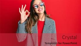  Presentation with fashion - Presentation theme consisting of young-brunette-woman-wearing-fashion background and a red colored foreground