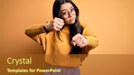  Presentation with violence woman - Presentation theme with young-brunette-woman-wearing-glasses background and a tawny brown colored foreground
