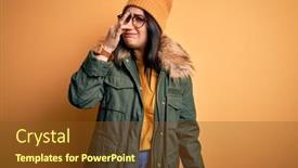  Presentation with breath - PPT layouts with young-brunette-woman-wearing-glasses background and a tawny brown colored foreground