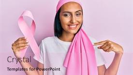  Presentation with pink ribbon - Amazing PPT layouts having young-brunette-woman-wearing-head backdrop and a lemonade colored foreground