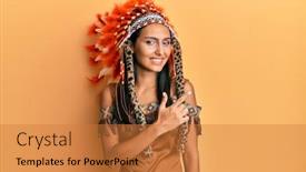  Presentation with indian woman - Theme enhanced with young-brunette-woman-wearing-indian background and a gold colored foreground