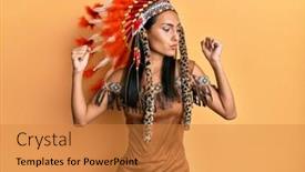  Presentation with indian woman - Amazing PPT layouts having young-brunette-woman-wearing-indian backdrop and a gold colored foreground