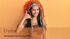  Presentation with indian woman - PPT layouts with young-brunette-woman-wearing-indian background and a gold colored foreground