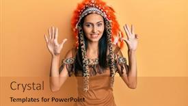  Presentation with indian woman - Cool new PPT layouts with young-brunette-woman-wearing-indian backdrop and a red colored foreground
