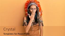  Presentation with indian woman bridal face - Slide deck enhanced with young-brunette-woman-wearing-indian background and a gold colored foreground