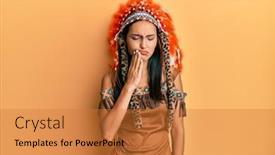  Presentation with indian woman - Slide deck having young-brunette-woman-wearing-indian background and a gold colored foreground