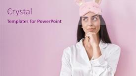  Presentation with pajama - PPT theme enhanced with young-brunette-woman-wearing-sleep background and a lemonade colored foreground