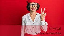  Presentation with victory - Slide deck featuring young-brunette-woman-wearing-stewardess background and a red colored foreground