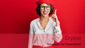  Presentation with number - Presentation theme with young-brunette-woman-wearing-stewardess background and a  colored foreground