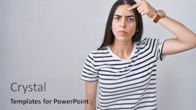  Presentation with acne woman - Theme enhanced with young-brunette-woman-wearing-striped background and a light gray colored foreground