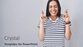  Presentation with hope - PPT layouts enhanced with young-brunette-woman-wearing-striped background and a light gray colored foreground