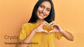  Presentation with romantic love - Audience pleasing presentation consisting of young-brunette-woman-wearing-yellow backdrop and a gold colored foreground