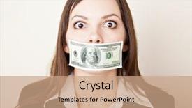  Presentation with lactation young woman breastfeeding - PPT theme having 100 dollars on her mouth background and a coral colored foreground