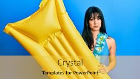  Presentation with mattress - Amazing slides having young-brunette-woman-with-bangs backdrop and a yellow colored foreground