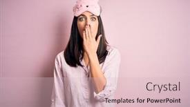  Presentation with blue pink - Audience pleasing slide set consisting of young-brunette-woman-with-blue backdrop and a lemonade colored foreground