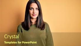  Presentation with green morning - Slides having young-brunette-woman-with-blue background and a tawny brown colored foreground