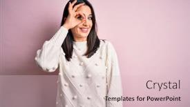  Presentation with pink blue - Presentation having young-brunette-woman-with-blue background and a lemonade colored foreground