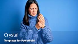  Presentation with blue eyes - Amazing slides having young-brunette-woman-with-blue backdrop and a ocean colored foreground