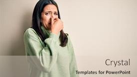  Presentation with blue eyes - Slide set with young-brunette-woman-with-blue background and a lemonade colored foreground