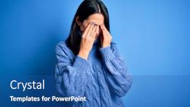  Presentation with blue eyes - Slide deck featuring young-brunette-woman-with-blue background and a ocean colored foreground