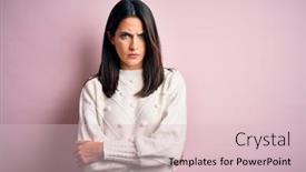  Presentation with blue eyes - Cool new theme with young-brunette-woman-with-blue backdrop and a lemonade colored foreground