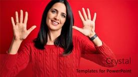 Presentation with blue eyes - Presentation featuring young-brunette-woman-with-blue background and a  colored foreground