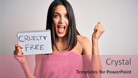  Presentation with cruelty - Amazing presentation theme having young-brunette-woman-with-blue backdrop and a coral colored foreground