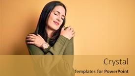  Presentation with confident love - Slides enhanced with young-brunette-woman-with-blue background and a yellow colored foreground