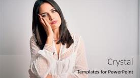  Presentation with blue eyes technology eye scan - Theme featuring young-brunette-woman-with-blue background and a lemonade colored foreground