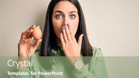  Presentation with blue eyes - Audience pleasing theme consisting of young-brunette-woman-with-blue backdrop and a seafoam green colored foreground